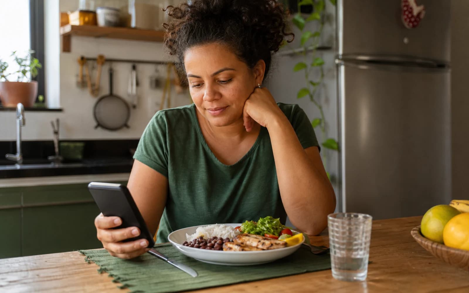 Person in front of an everyday meal, looking for a clearer decision